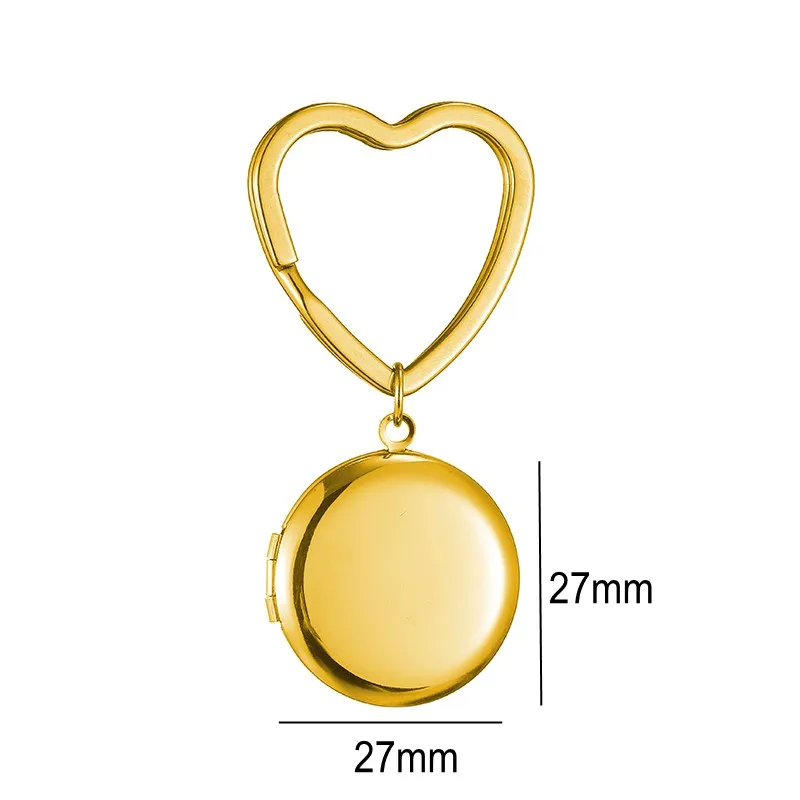 Custom Photo & Name Ring Keychain For Men Women Stainless Steel Round Photo Album Pendant Star Heart Key Ring Gold Color Circle