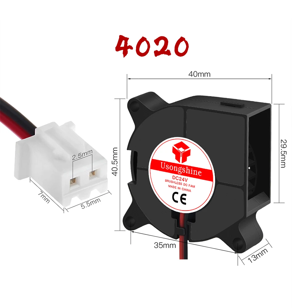 5015/4010/4020 12V/24V Cooling Turbo Fan Brushless 3D Printer Parts 2Pin For Extruder DC Cooler Blower Part Black Plastic Fans