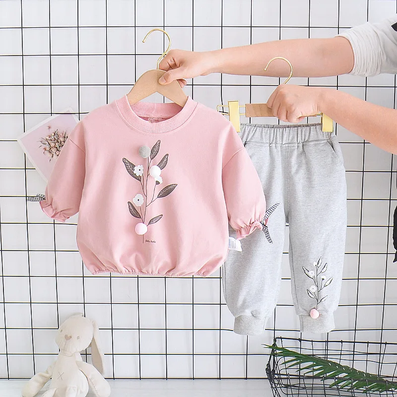 Spring newborn baby girl clothes sports set T-shirt pants suits for toddler girls baby clothing 1 year babies birthday sets