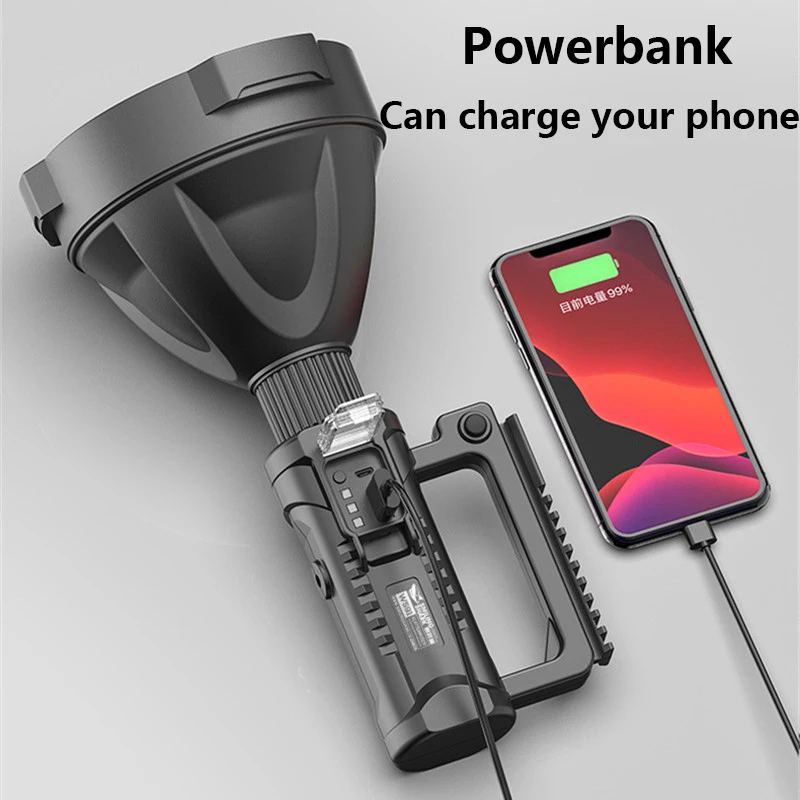 Powerful LED Flashlight Portable XHP70 Spotlights USB Rechargeable Searchlight Mountable Bracket Torch Waterproof Biking Light