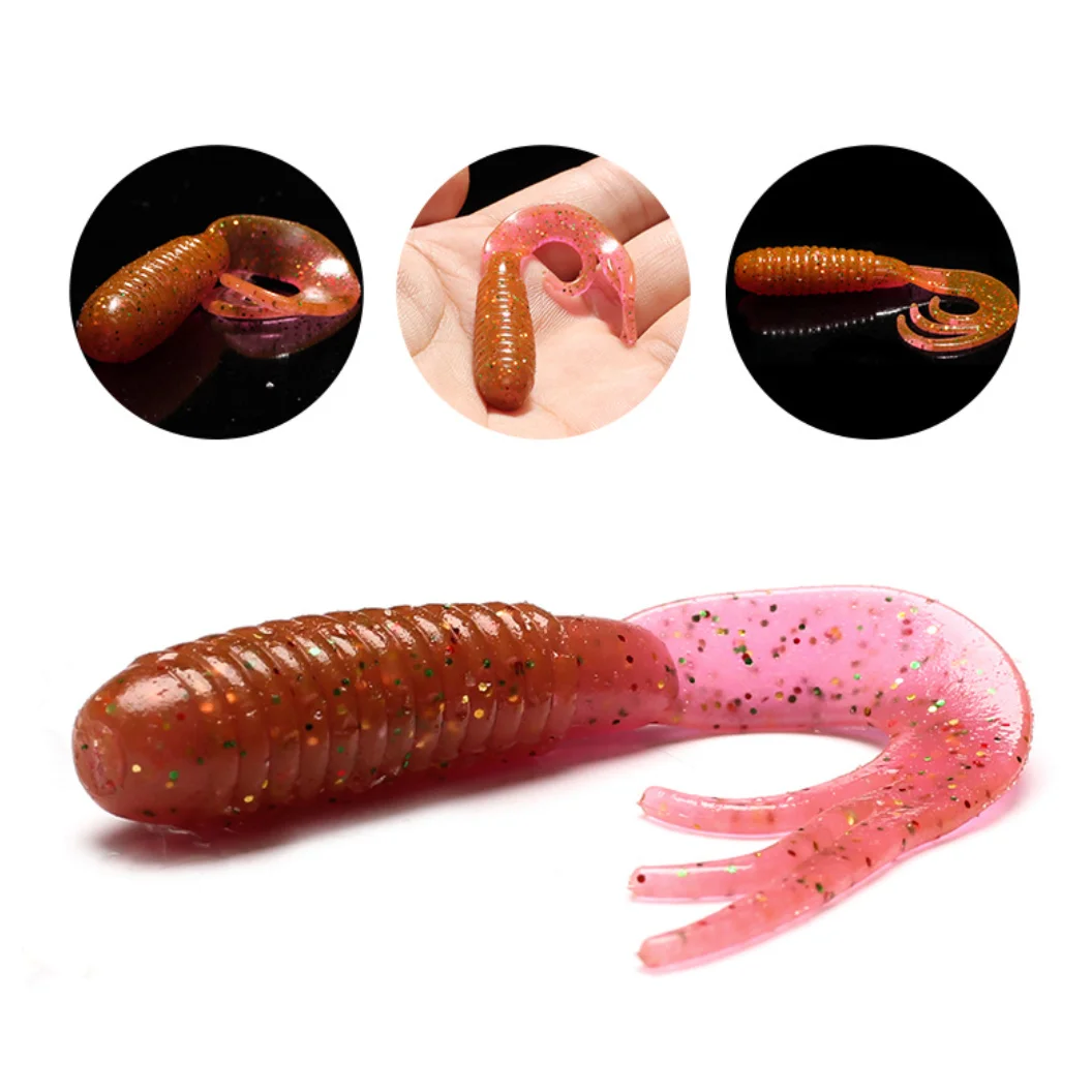 240pcs/Lot 60mm 2g Soft Fishing Bait Sandworm Bionic Silicone Artificial Maggot Grub Fishy Smell Luya Fish Accessories Lure Tool