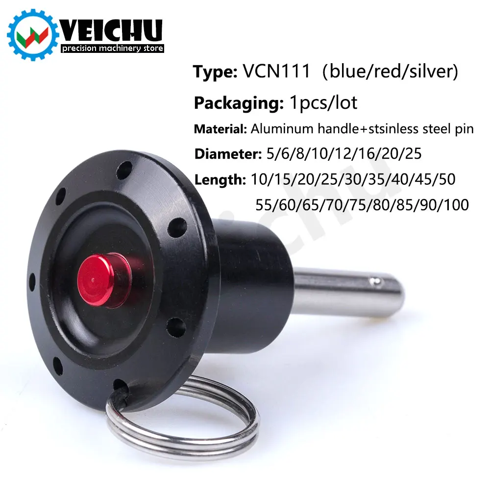 VEICHU 1 pz Perni di bloccaggio/rilascio rapido in acciaio inossidabile VCN111 Diametro 5/6/8/10/12/16/20mm Lunghezza 10-100mm Perni di bloccaggio a sfera