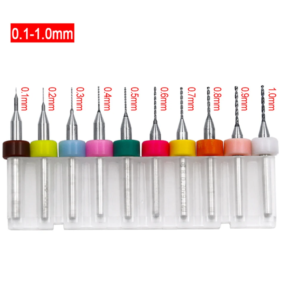 10 cái/bộ 0.1mm-1.2mm PCB Mini mũi thép Tungsten Carbide cho in bảng mạch Mũi khoan CNC bit Máy