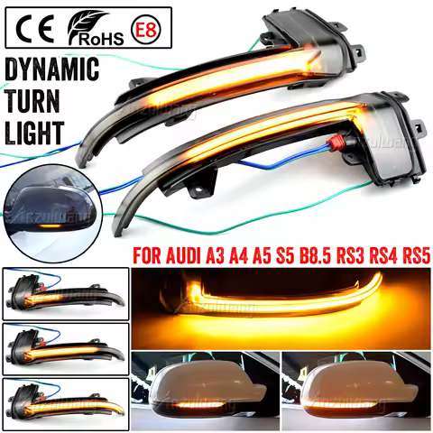 Scroll LED Dynamic Turn Signal Light Side Mirror Flashing Light Repeater Blinker for Audi A3 8P A4 A5 B8 Q3 A6 S6 SQ3 A8 D3 8K