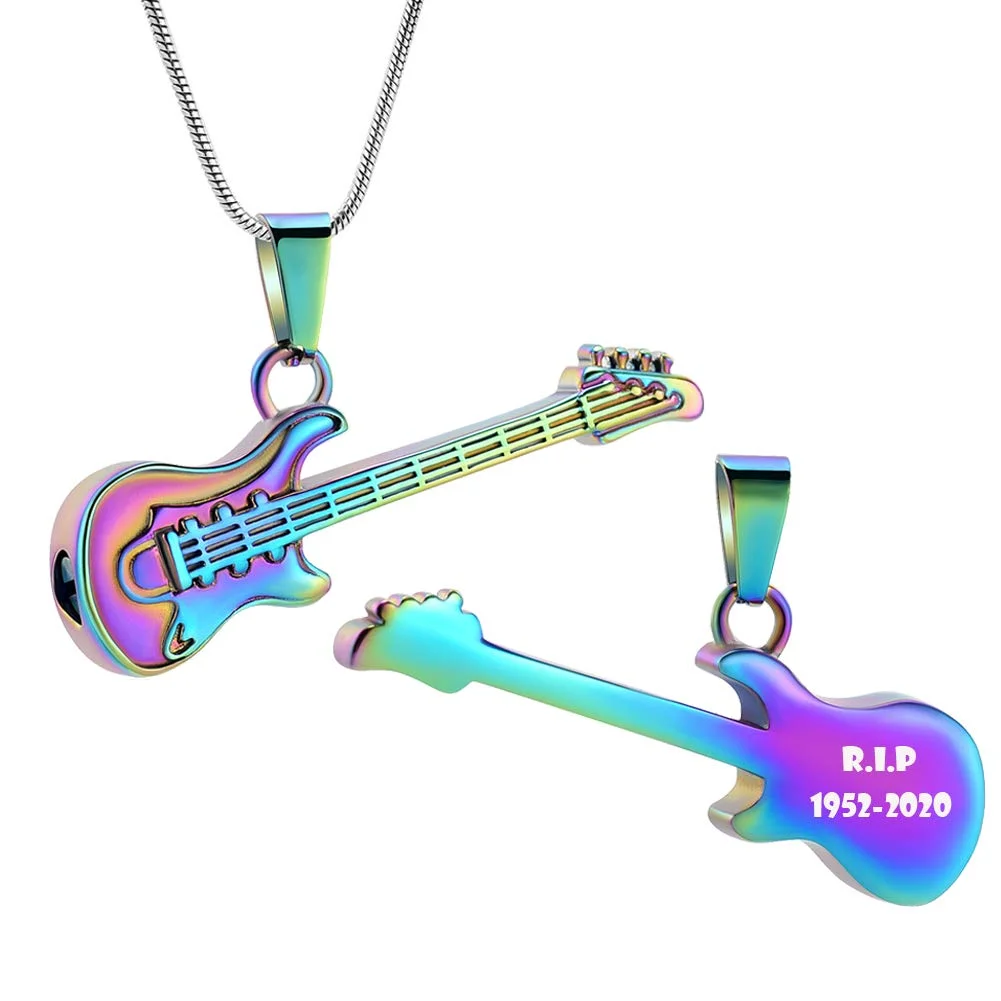 

Electronic Guitar Cremation Jewelry Urn Pendant for Ashes Music Instrument Memorial Ashes Necklace Keepsake Jewelry