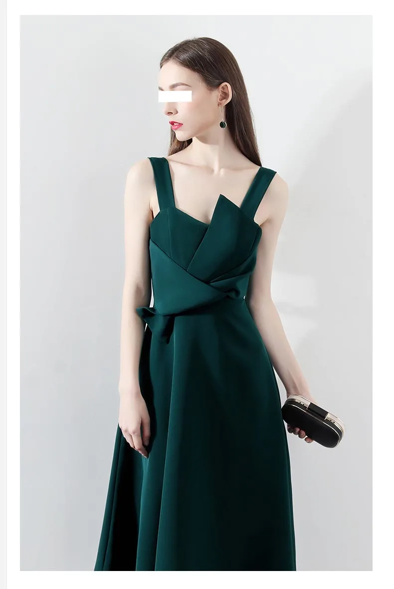 Banquet Evening Dress Women New Asymmetric Neck Silky Slim High-end Dress With Texture Drape Bow Decoration Multi-color