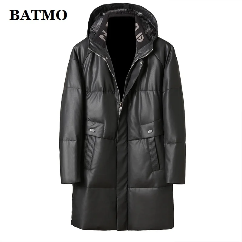 2025 new arrival winter 90% white duck down hooded jackets men,natural real leather coat ,Plus-size M-5XL 2019