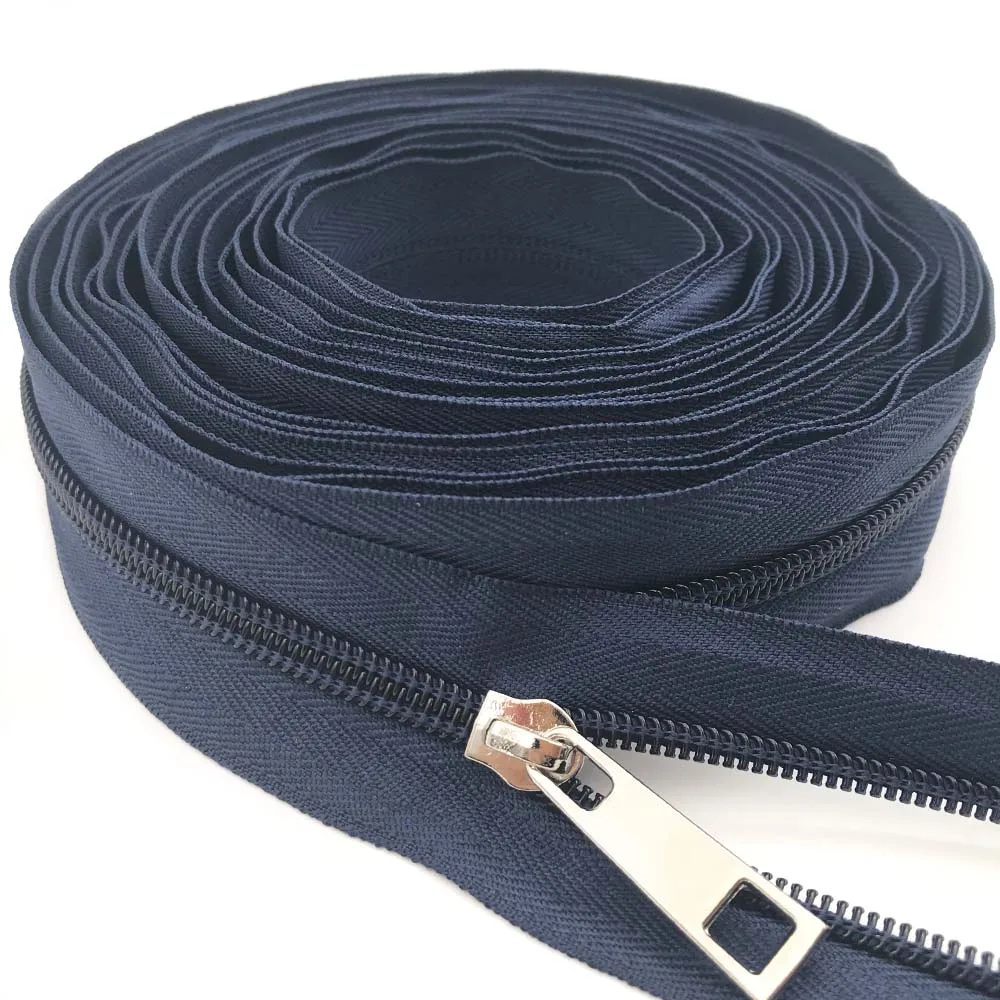 5# 5 Meter 24 Colors Nylon Coil Zippers by The Yard with 10pcs Sliders for Sewing Sports Coat Bag Garment Clothing Accessory