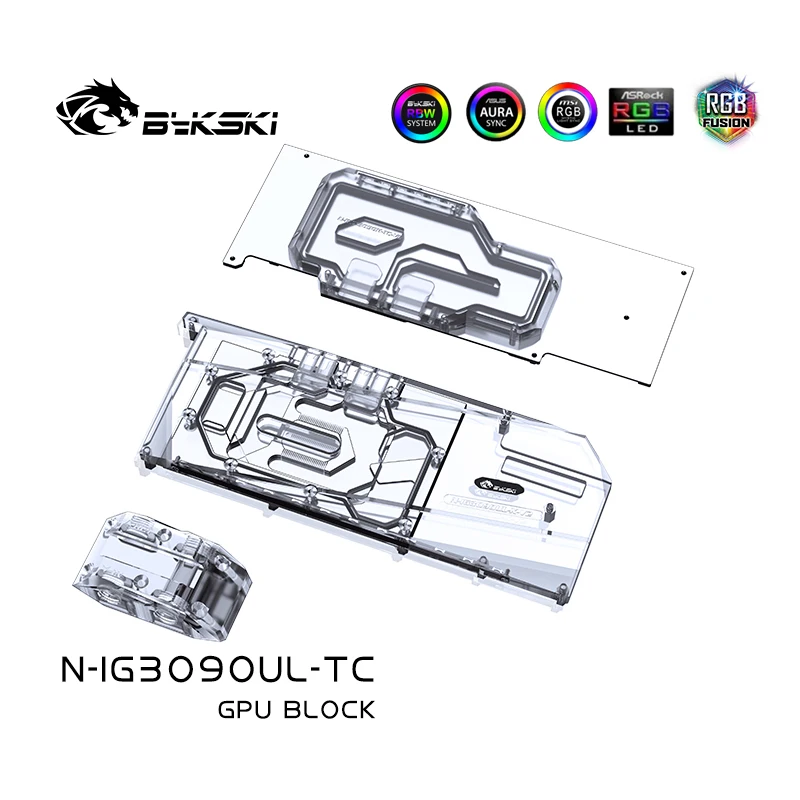 Bykski N-IG3090UL-TC GPU water block Block With Active Waterway Backplane Cooler For Colorful iGame RTX 3090 3080 Advanced/Ultra