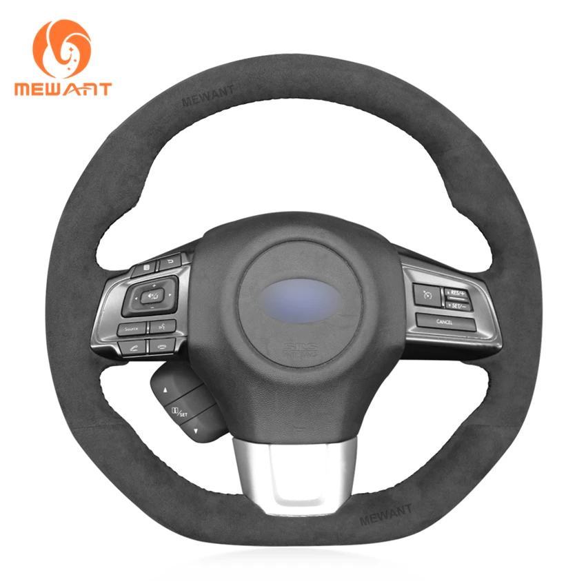 

Dark Gray Alcantara Black Car Steering Wheel Cover for Subaru WRX STI Levorg STI 2014 2015 2016 2017 2018 2019 2020 2021