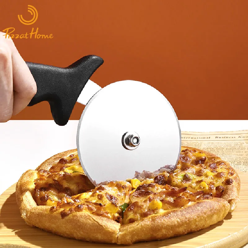 PizzAtHome Stainless Steel Pizza Cutter Pizza Knife Smooth Rotating Pizza Slicer Wheel Round Knife Pasta Cutter Baking Tools