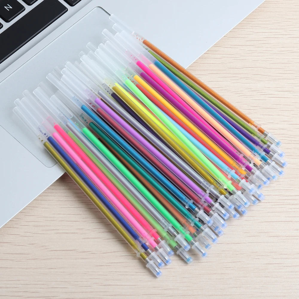 GENKKY 1.0mm Colorful Gel Pen Fluorescent Refills Color Cartridge Flash Pen Smooth Ink Painting Graffiti Pens Student Stationery