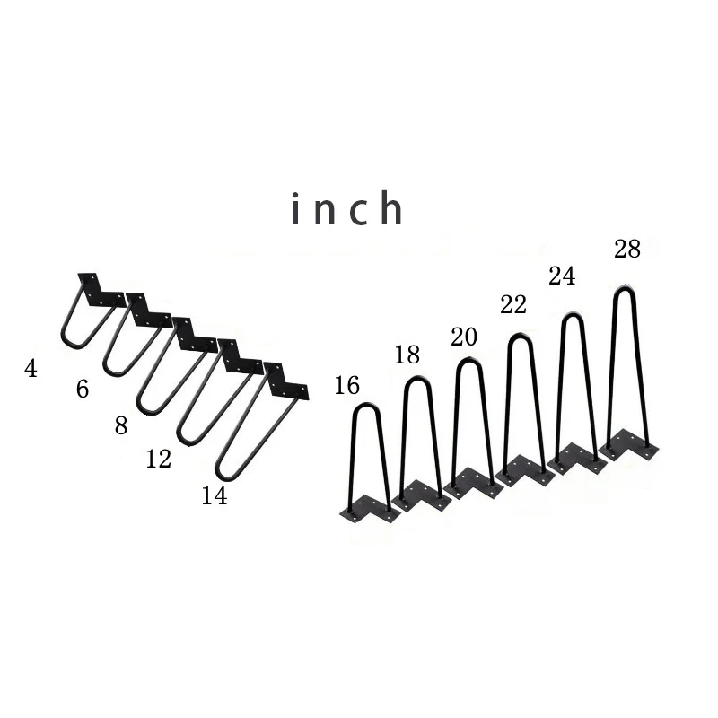 4pcs 4-28 Zoll Metall Haarnadel Tisch Schreibtisch Bein solide Eisendraht Unterstützung für Sofa Schrank Stühle DIY Handwerk Möbel Hardware