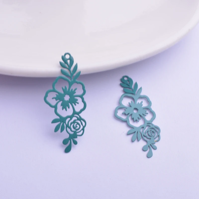50 Stück AC11727 14,5*35mm Filigrane Lange Blumenanhänger DIY Ohrring Anhänger Hängender Schmuck Dekoration – Detail 6