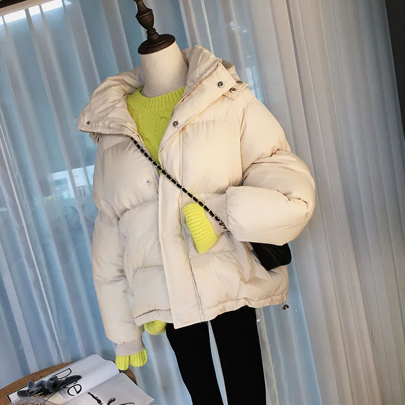 2023 New Short Winter Jacket Women Warm Hooded Down Cotton Jacket Parkas Female Casual Loose Korean Cotton-padded Coat Outwear