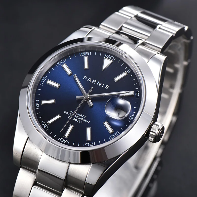 

Parnis Blue Dial Men's Watches Calendar Miyota 8215 Movement 21 Jewels Automatic Mechanical Mens Wristwatch orologio uomo 2023