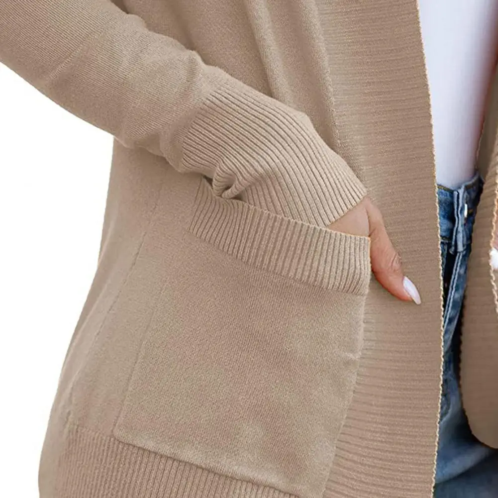 Thin Cardigan Women Sweater Polyester Warm Open Front Casual Knitted Autumn Clothes Women Cardigan for Dating Black xxxl