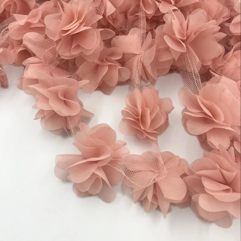 24Pcs Diy Flowers 3D Chiffon Cluster Lace Dress Home Wedding Decoration Fabric Applique Trimming Sewing Supplies Fabric Patches