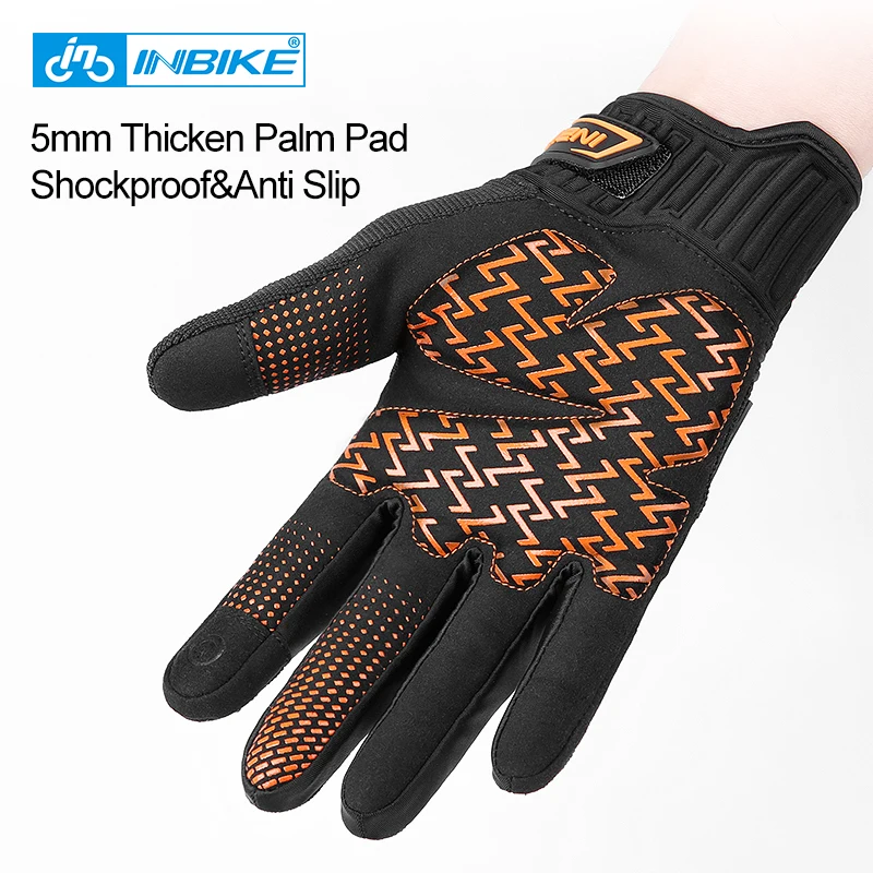 INBIKE MTB Bike Gloves Full Finger Thickened Pad Shockproof Breathable Road Bicycle Gloves Men Women Sport Cycling Gloves MC030