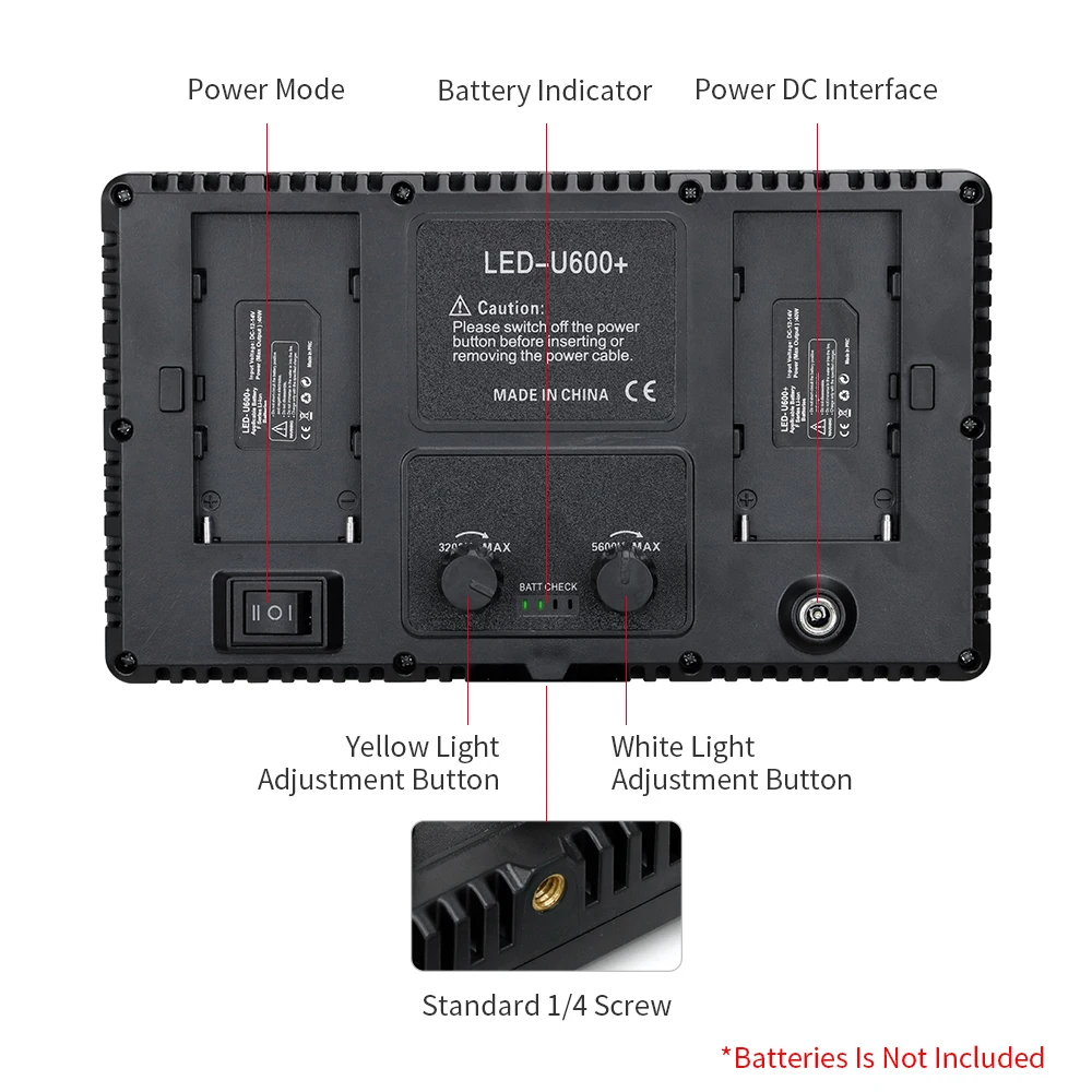 Led-600 Led Video Light Panel Bi-Color 3200-5600K Photography Lighting Panel On Camera Photo Studio Fill Lamp For Youtube Vlog