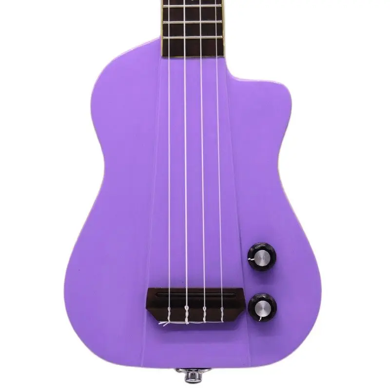 Silent Ukelele with Solid Wood Body, Silent Ukelele, Purple Guitar, 4 Strings, 21 Inch