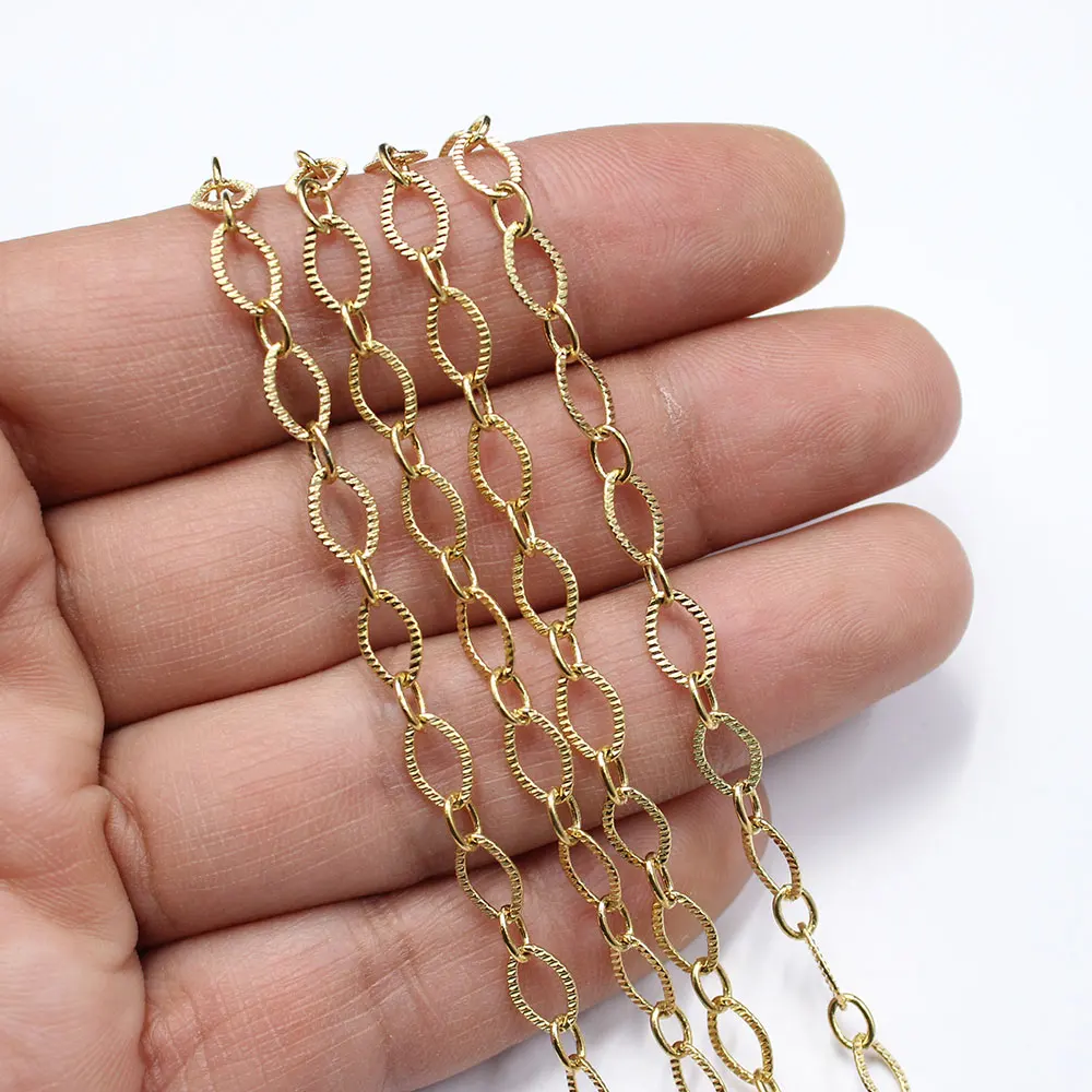 APDGG 5 Meter Gold Überzogene Kupfer Lünette Set Mode Kette Paperclip Neck Kette Perle Halskette Armband Ohrring, Der DIY