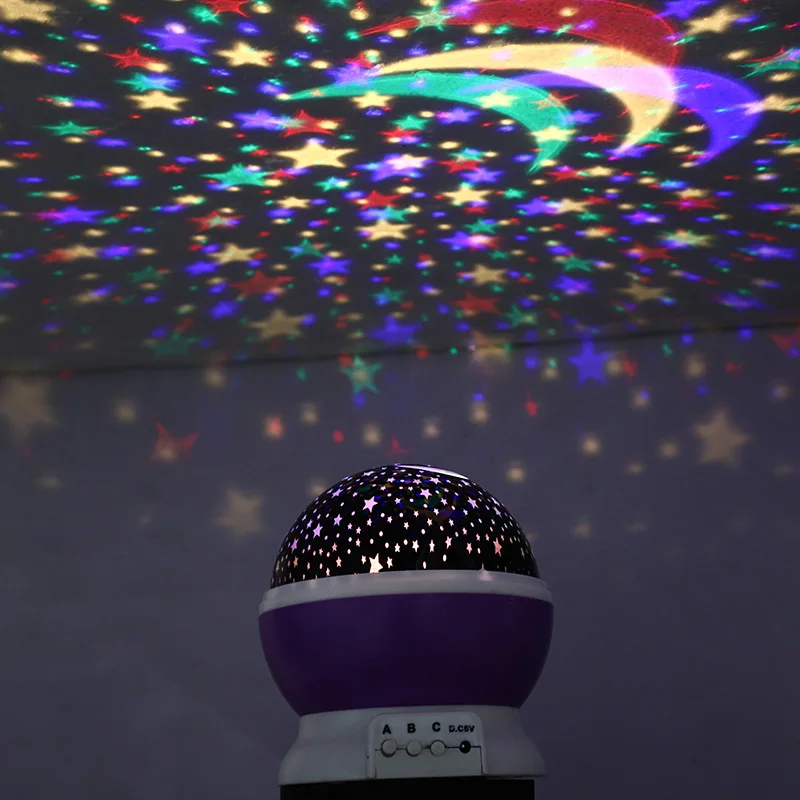 Novelty LED Rotating Star Projector Lighting Moon Starry Sky Children Baby Night Sleep Light USB/Battery Powered Projection Lamp