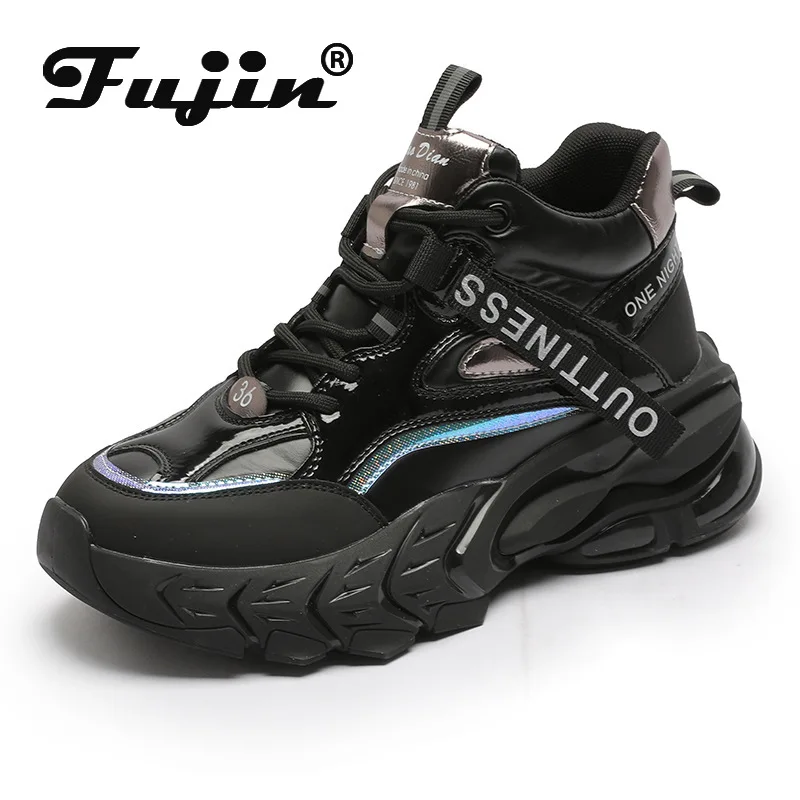 

Fujin Genuine Leather 100% Breathable Women Shoes Chunky Sneakers Platform Female 4.5cm Warm Fur Winter Shoes Boots