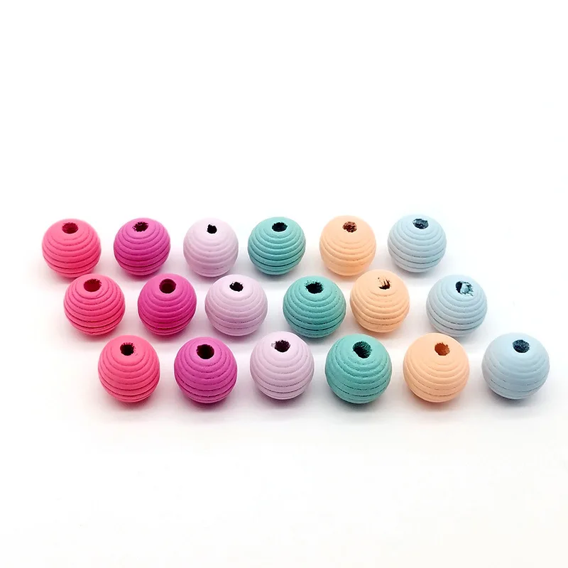 JunKang 10pcs 20mm mixed batch Thread candy color wooden beads jewelry making DIY handmade bracelet necklace materials Wholesale