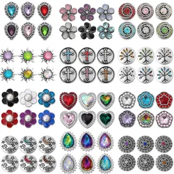 6pcs/lot 6 Color Snap Button Jewelry Mixed Metal 18mm Snap Button with Rhinestone Button Bracelets for 20mm 18mm Snap Jewelry