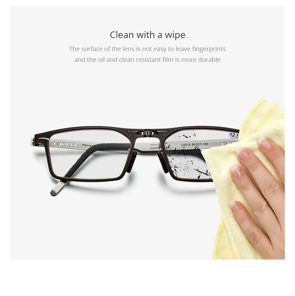 FONEX Photochrome Grau Anti Blau Blocking Folding Lesebrille Männer Frauen 2021 Hyperopie Leser Schraubenlose Brillen LH015 – Detail 6