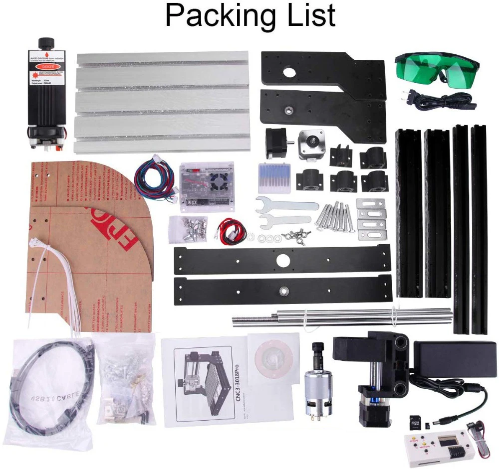 3 축 PCB 밀링 머신 레이저 타각기, DIY CNC 3018 프로 맥스 레이저 우드 라우터, GRBL 제어 CNC 금속 기계