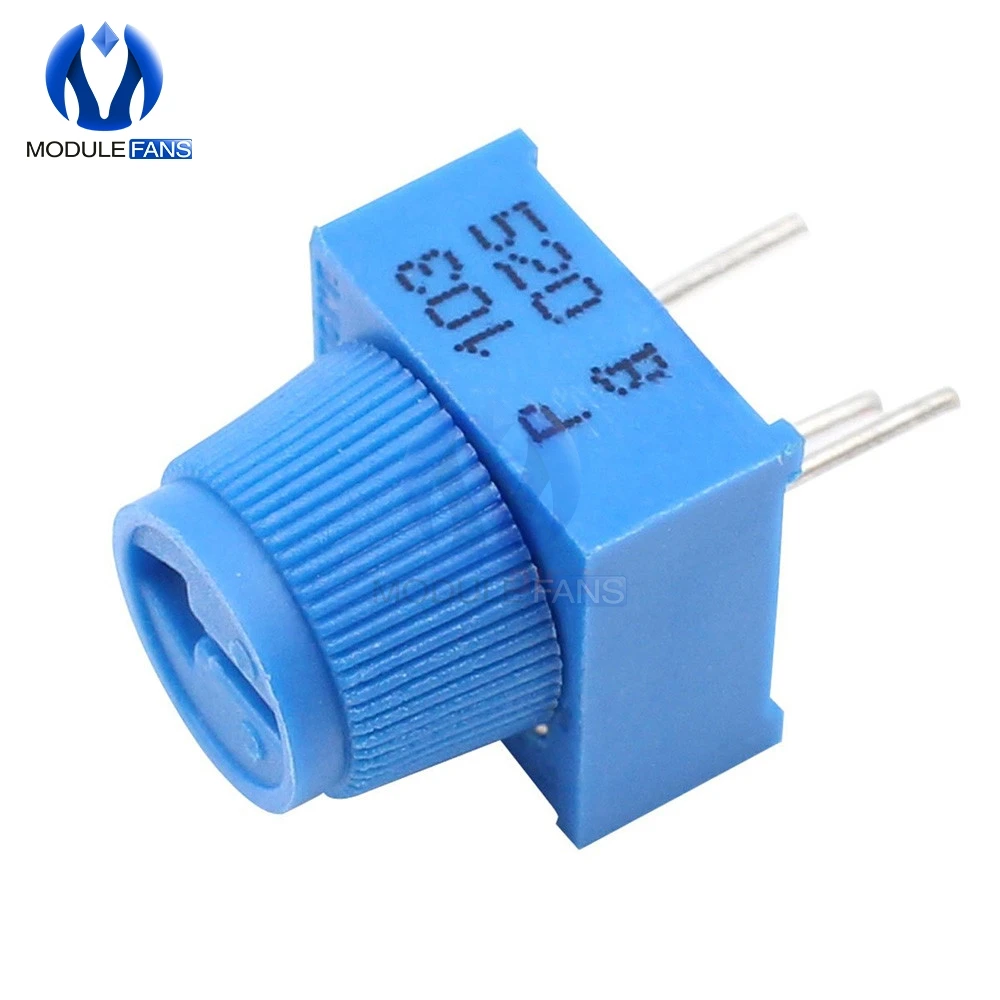 Potenciômetro Resistor com Botão, Breadboard Trim, Single Turn, Arduino Trimpot, 10K Ohm, 10Pcs