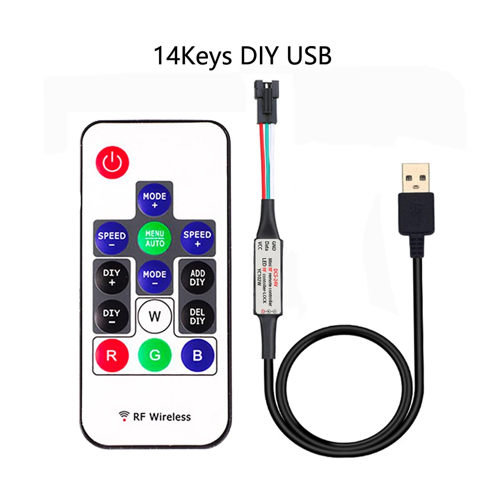 WS2812B WS2811 Led 픽셀 스트립 라이트 컨트롤러 USB/DC 미니 3 키 RF 14/17/21 키 Led 테이프 원격 컨트롤러 DC5-24V