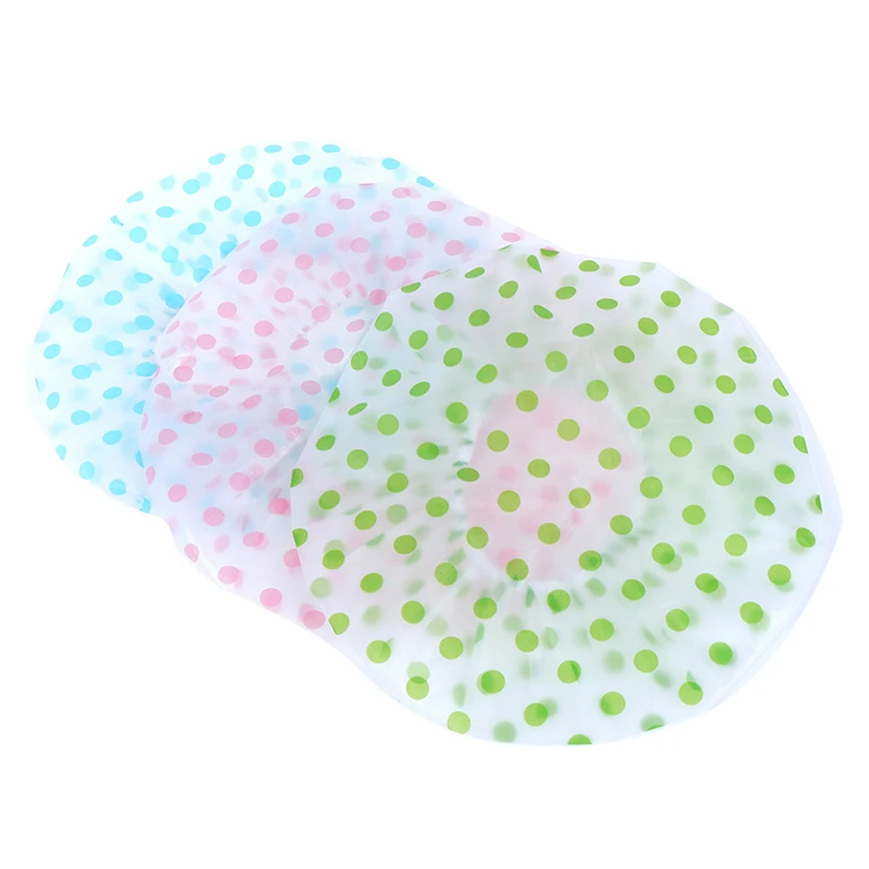 1PCS Hair Salon  Dot Waterproof Shower Cap Thicken Elastic Bath Hat Bathing Cap For Women Bathroom Products  3 Color