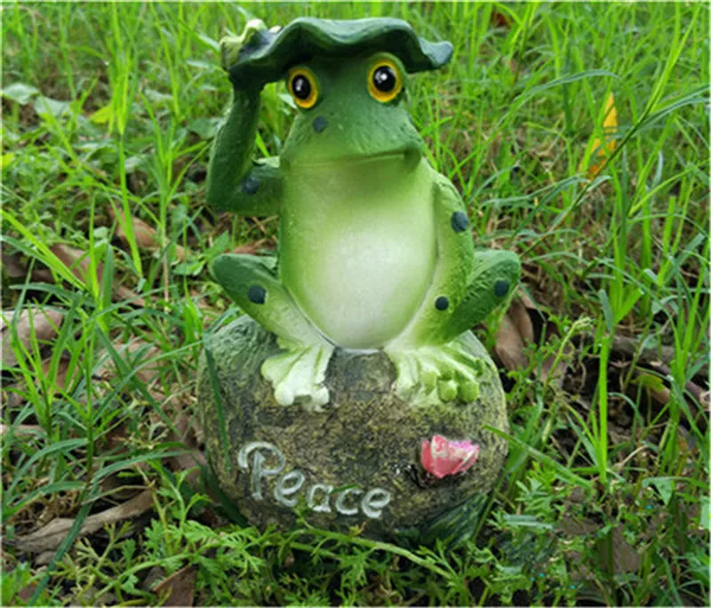 Resin Frog Animal Figurines Garden Ornaments Outdoor Miniature Figurinies Welcome Art Yard Home Decor