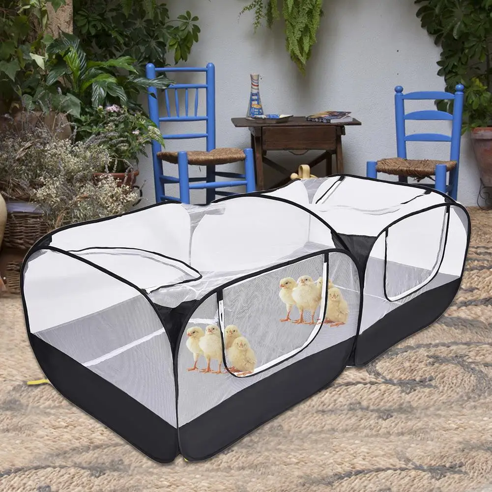 2-in-1 Pet Playpen Small Animals Tent Rabbit Cage Chicken Coop Indoor Outdoor Exercise Yard Fence For Cat Rabbits Hamster