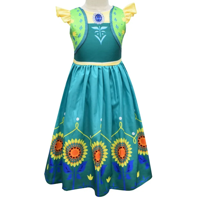 Disfraz de fiesta de cumpleaños para niñas, moda de carnaval, vestido de Cosplay para niñas pequeñas, disfraz de Halloween, vestido de girasol para niños