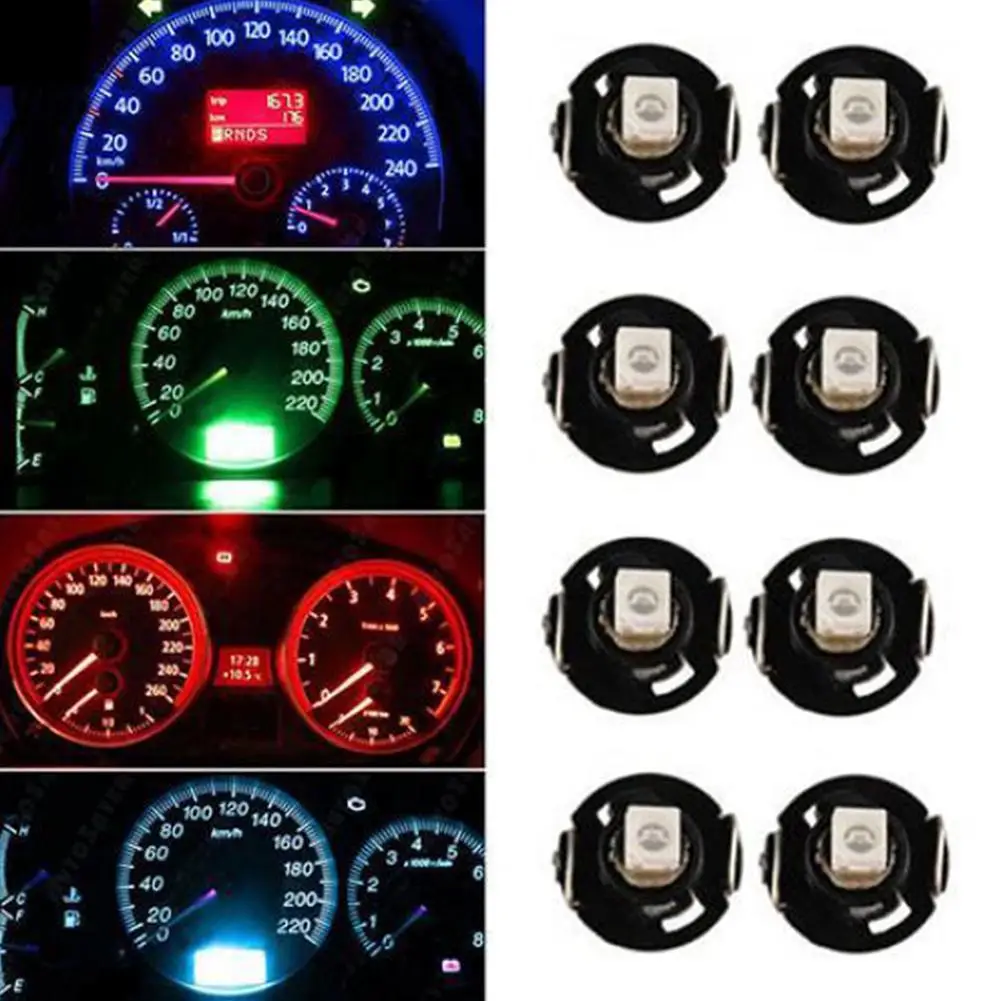 HiMISS 10Pcs T4.2 12V LED Bulb Car Instrument Dashboard Meter Panel Lights Lamps White Green