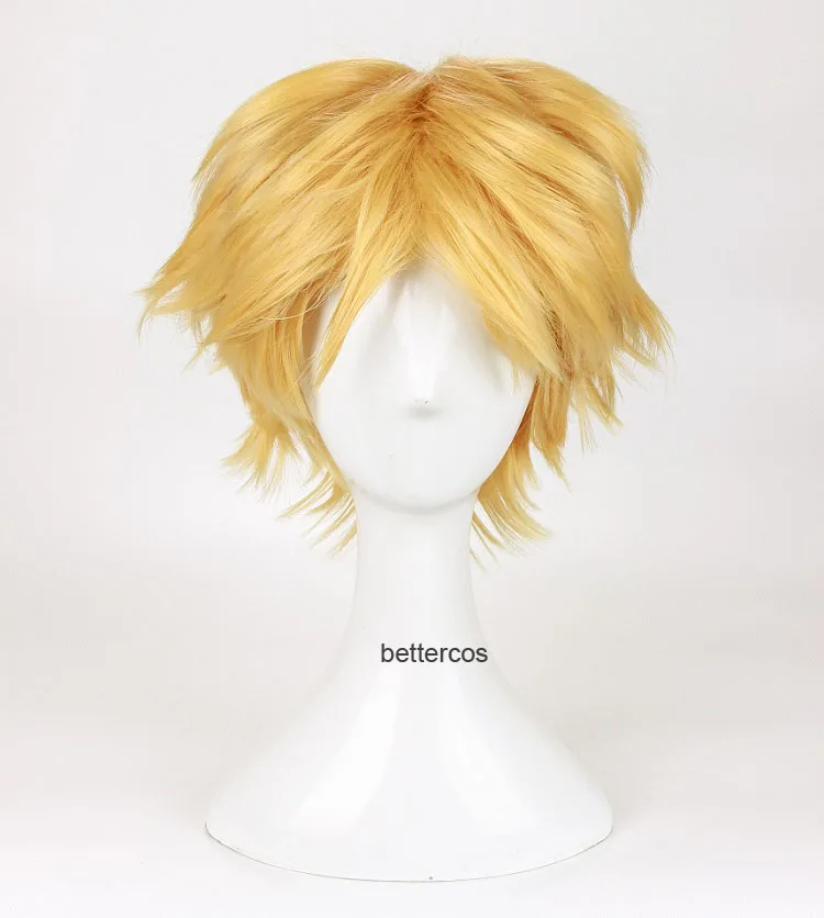 High Quality Adrien / Cat Noir Cosplay Wigs Short Golden Blonde Heat Resistant Synthetic Hair Wig + Wig Cap