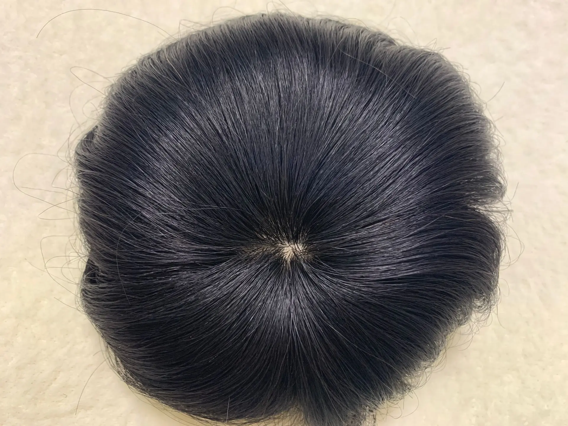 Parte superior de seda y base de trama, cabello humano Remy brasileño liso negro, Base de máquina de Topper, Clips de peluquín, extensión de cabello