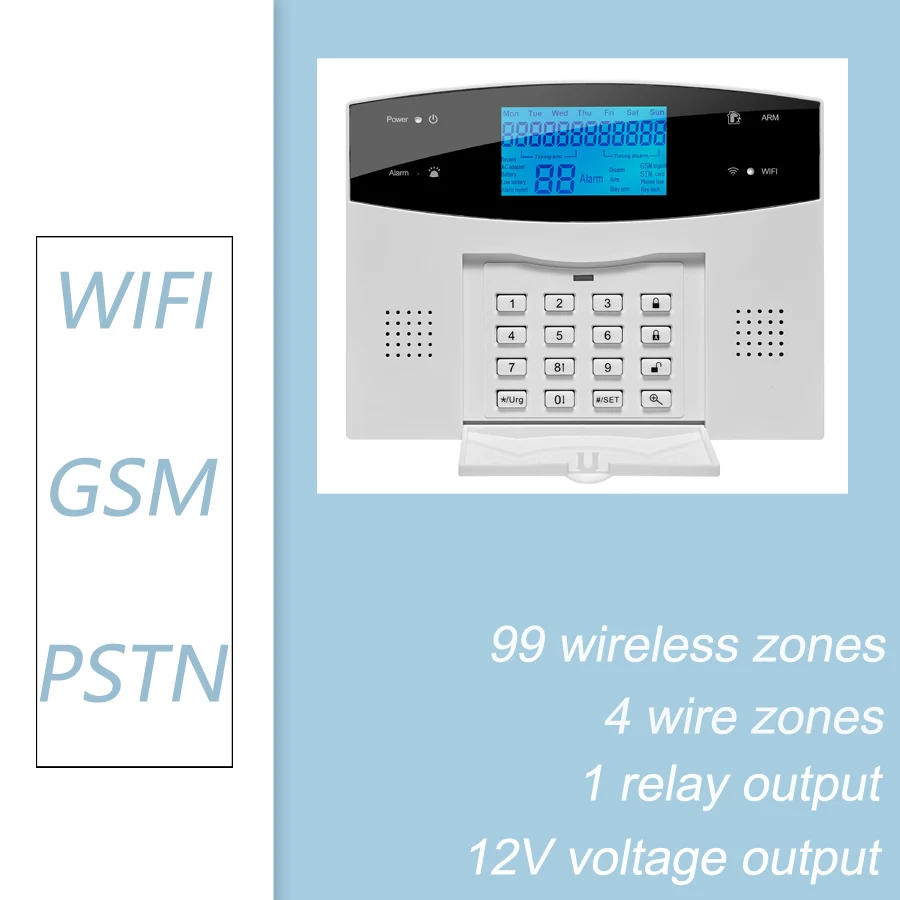 AAA + WIFI Draadloos Draad GSM Alarmsysteem Met Bewegingssensor Rookmelder Voor Tuya Smart Life APP Werkt Alexa