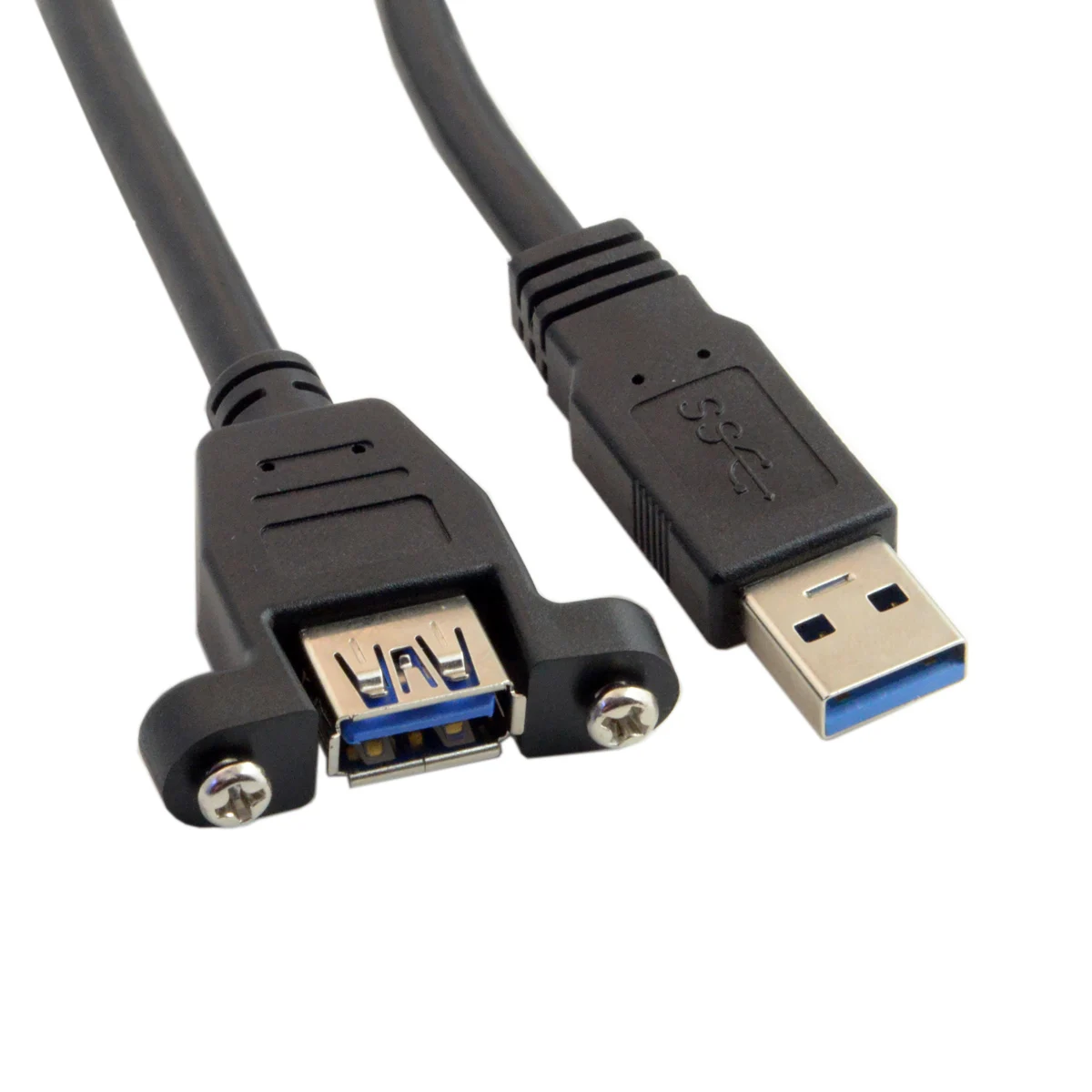 Przedłużacz USB 3.0 typu A z męskiego na żeński ze śrubami do montażu panelowego 50 cm 80 cm 150 cm