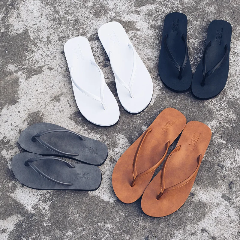 35-44 Mens Slippers Male Summer Flip Flops Flip Flops Outside Low Heel Beach Anti-slippery Couple Light Man Shoes H15