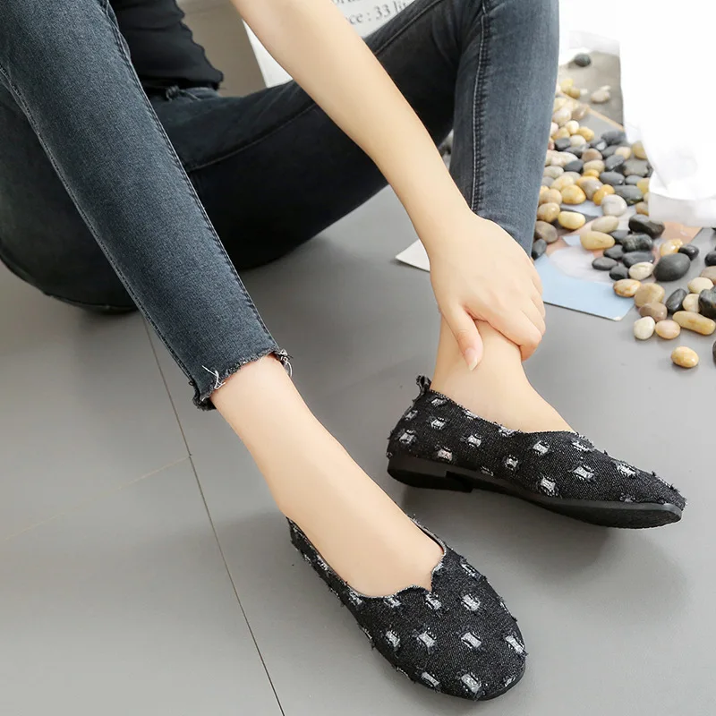 Mới Trơn Demin Giày Nữ Phẳng Thoáng Khí Thoải Mái Người Phụ Nữ Giày Mùa Hè Nữ Cho Nữ Zapatos De mujer