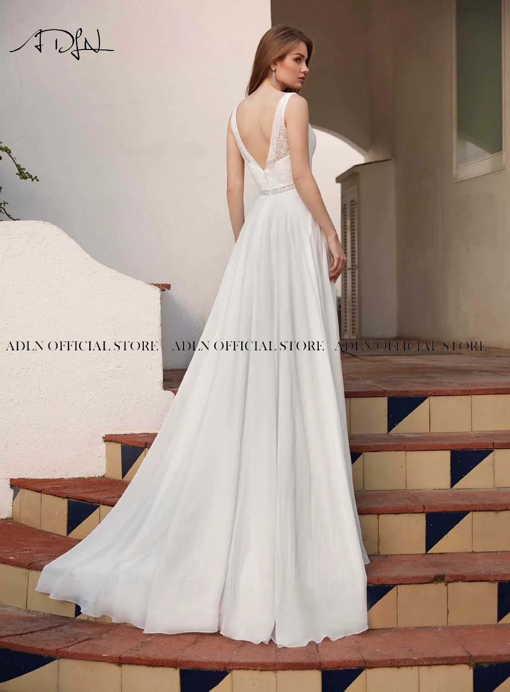 Requintado vestido de casamento boêmio até o chão vestido de noiva boho branco marfim chiffon praia vestido de noiva сgown gown 2021