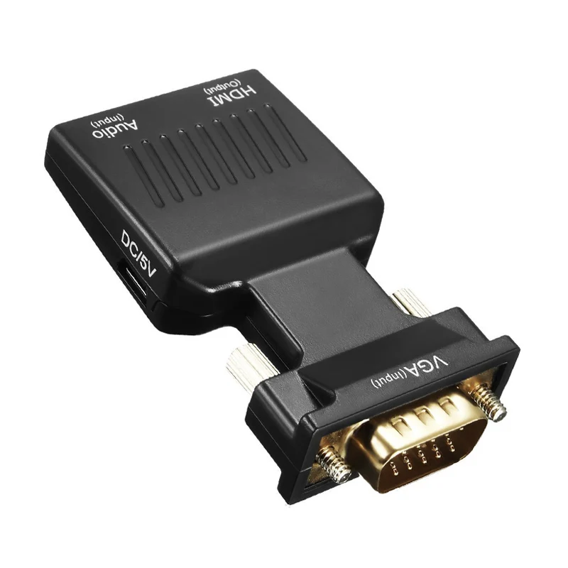 Convertisseur VGA mâle vers femelle compatible HDMI avec directions audio, 480P, 720P, 1080P pour PS3, PS4, moniteur HDTV, budgétaire, PC,