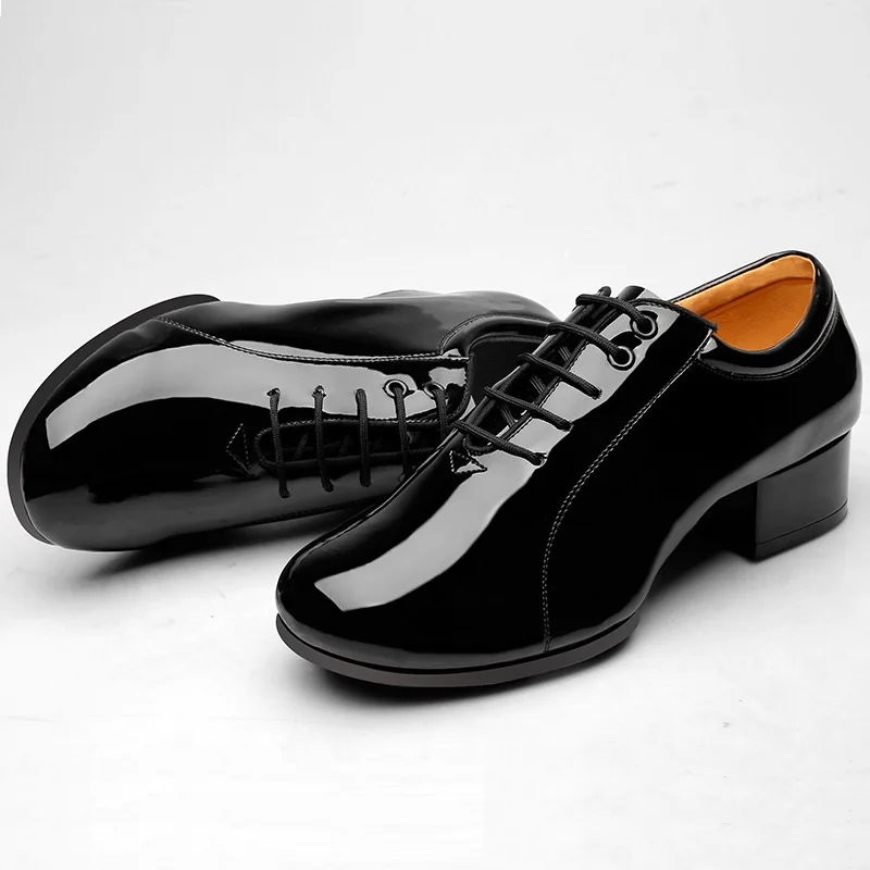 Adult Male Latin Dance Shoes Lacquer Leather Soft Soled Square Social Dance Shoe Men Sneakers Ballroom Ventilation