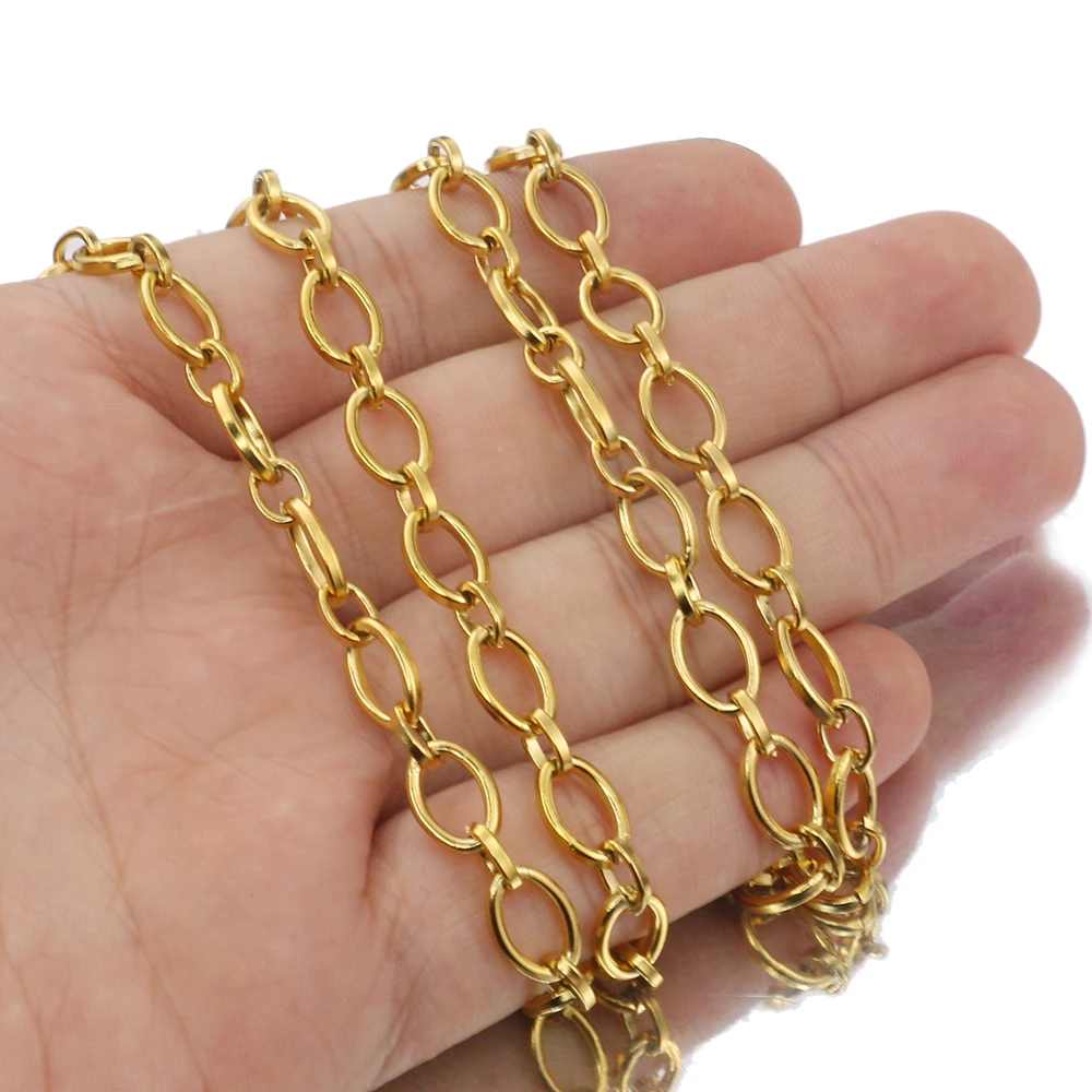 1 Meter Stainless Steel Gold O Shape Cable 1:1 Wire Chic Chains for DIY Jewelry Making Necklace Bracelet Anklet Making Supplies