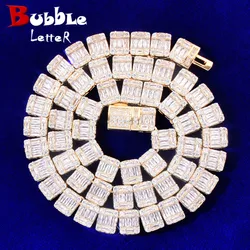 Bubble Letter Baguette Square Tennis Chain for Men Necklace Hip Hop Fashion Jewelry Real Copper Bling Rock Charms